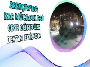 Arpaçay'da Gece Gece Kar Mesaisi