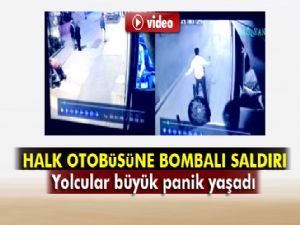 Halk otobüsüne el yapımı bomba attılar