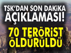 TSK'dan flaş Sincar açıklaması: 70 terörist öldürüldü