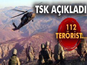 Türk Silahlı Kuvvetleri 112 teröristin etkisiz hale getirildiğini açıkladı