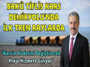 Bakü Tiflis Kars Demiryolu'nda İlk Tren Raylarda