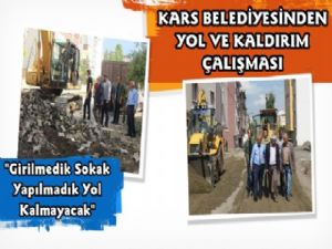 Kars Belediyesi'nden Yol ve Kaldırım Çalışması