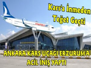 Kars'a Gelen Uçak Erzurum'a Acil İniş Yaptı