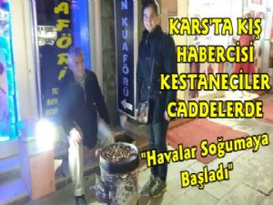 Kars'ta Kış Habercisi Kestane Satıcıları Sokaklarda