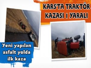 Kars'ta Traktör Şarampole Uçtu, 1 Yaralı
