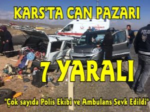 Kars'ta Karayolunda Can Pazarı, 2 Araç Çarpıştı 7 Yaralı