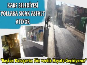 Kars Belediyesi Asfalt ve Kaldırım Çalışmalarına Devam Ediyor