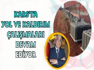 Kars'ta Kaldırım Çalışmaları Devam Ediyor