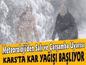 Kars'ta Salı ve Çarşamba Günleri Kar Yağışı Bekleniyor