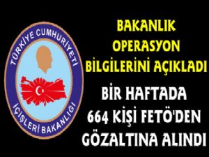 İçişleri Bakanlığı Açıkladı, 1 Haftada FETÖ'den 664 Gözaltı