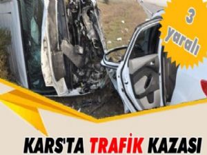 Kars'ta gece yarısı trafik kazası: 3 yaralı!