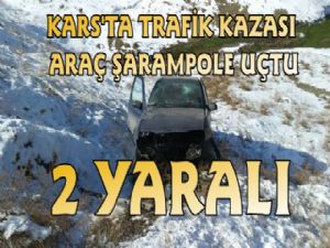 Kars'ta Trafik Kazası, Otomobil Şarampole Uçtu