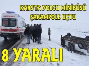 Kars'ta Yolcu Minibüsü Şarampole Uçtu, 8 Yaralı