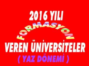 2016 Yaz Döneminde Formasyon Veren Üniversiteler