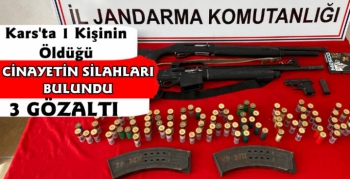 Kars'ta Jandarma 1 Kişinin Öldürüldüğü Cinayetin Silahlarını Ele Geçirdi