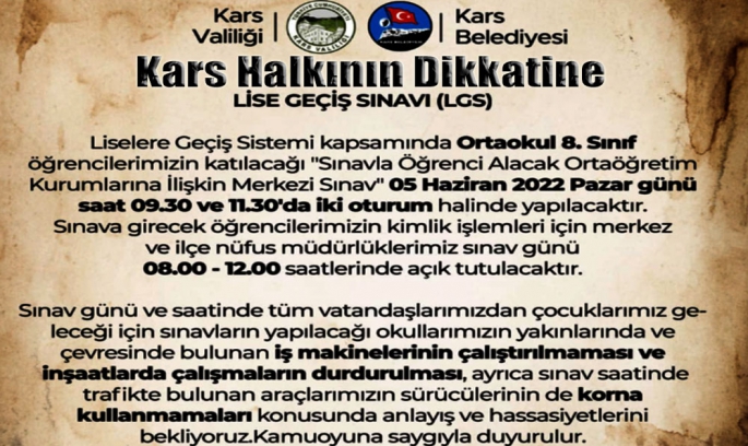 Kars'a Sessizlik Çağrısı