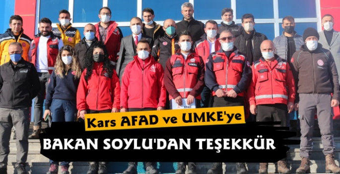 Kars AFAD ve UMKE'ye Bakan Soylu'dan Teşekkür