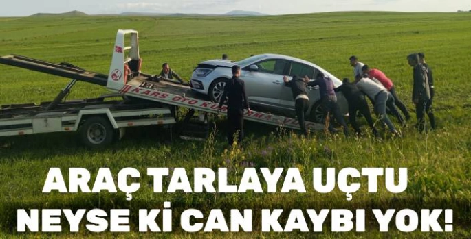 Kars Ani Yolunda Kaza: Araç Tarlaya Uçtu, Neyse ki Can Kaybı Yok