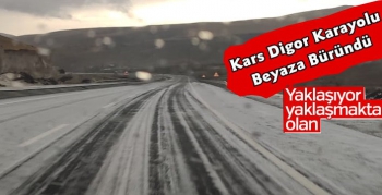 Kars Digor Karayolu Beyaza Büründü