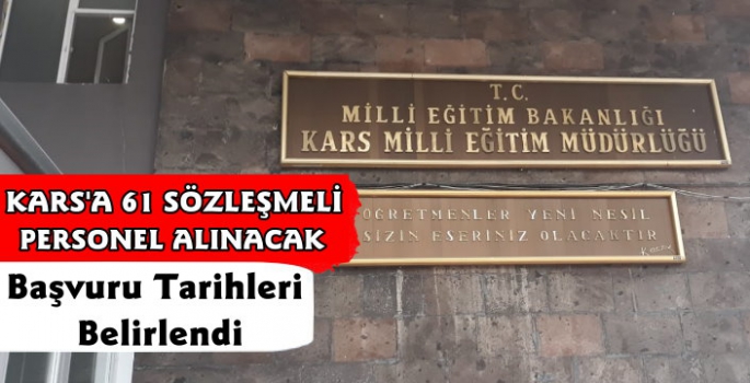 Kars Milli Eğitim'e Sözleşmeli 61 Personel Alınacak