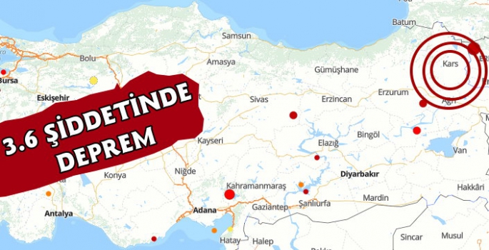 Kars'ta 3.6 Şiddetinde Deprem