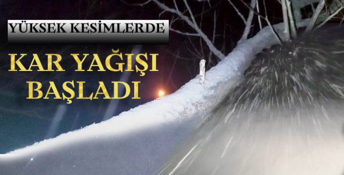 Kars'ta Bazı Bölgelerde Gece Saatlerinde Kar Yağışı Başladı