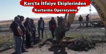 Kars'ta İtfaiye Ekiplerinden Kurtarma Operasyonu