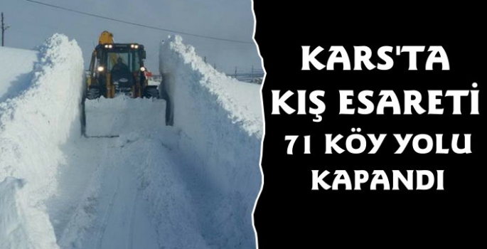 Kars'ta Kar Yağışı 71 Köyün Yolunu Kapattı