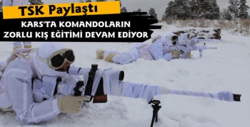 Kars'ta Komandoların Zorlu Kış Eğitimleri Devam Ediyor