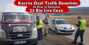 Kars'ta Kural İhlali Yapan 42 Sürücüye 25 Bin Lira Para Cezası 