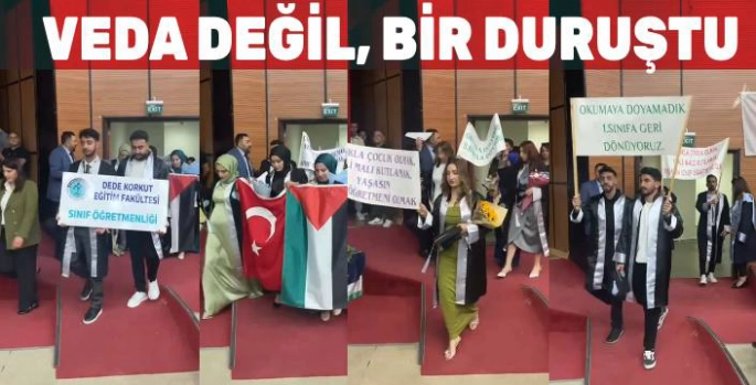 Kars'ta Mezuniyet Törenine Filistin ve Doğu Türkistan Renkleri Damga Vurdu