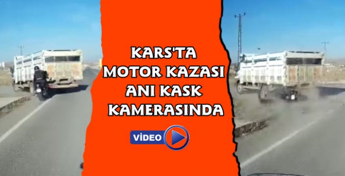 Kars'ta Motor Kazası Görüntüsü Kask Kamerasında