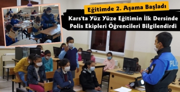 Kars'ta Polis Ekiplerinden Öğrencilere Kovid-19 Bilgilendirmesi