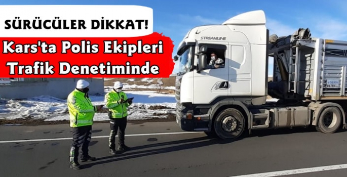 Kars'ta Polis Ekiplerinden Trafik Denetimi