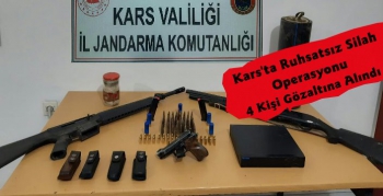 Kars'ta Ruhsatsız Silah Operasyonu 4 Gözaltı 