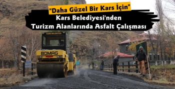 Kars'ta Taş Köprü ve Dereiçi Yolunda Asfalt Çalışması