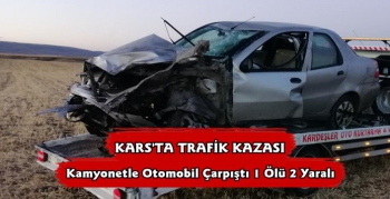 Kars'ta Trafik Kazası 1 Ölü 2 Yaralı