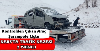 Kars'ta Trafik Kazası 2 Yaralı