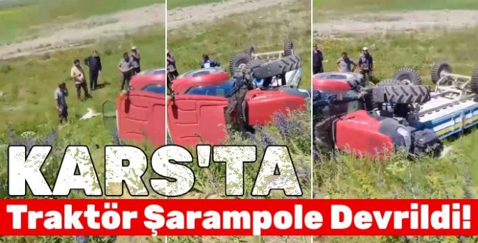 Kars'ta Traktör Şarampole Devrildi!