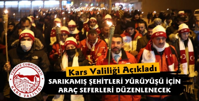 Sarıkamış Şehitleri Yürüyüşü İçin Araç Seferleri Düzenlenecek